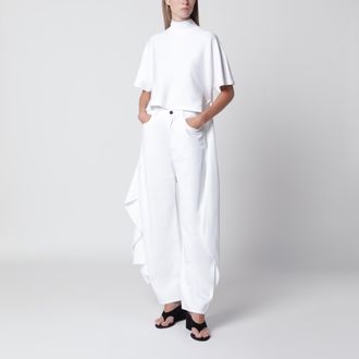 Alaia T-shirt asimmetrica in jersey di cotone bianca