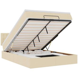 vidaXL Cama Otomana Con Colch&oacute;n De Tela Color Crema 140x200 Cm Vidaxl