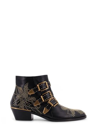Chlo&eacute; Leather Susan Boots With Metal Details-Donna