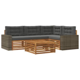 vidaXL Conjunto De Sof&aacute;s De Exterior 5 Pcs Natural Y Antracita Vidaxl