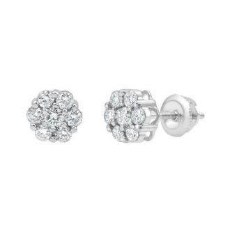LuvMyJewelry Meadow 0.5 Ct TW Lab Grown Diamond Cluster Studs 14K Gold Earrings in 14K White Gold at Nordstrom
