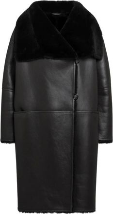 Toteme Shearling Wrap Coat - Dames - Mantel - Bruin - S - Leer - Jassen