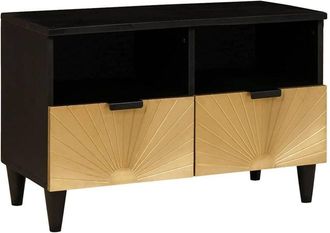 vidaXL Mueble de TV con cajón Negro y dorado 70 x 33 x 46 cm vidaXL