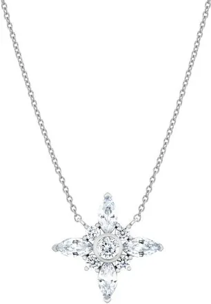 Crislu Brilliant & Marquise Cubic Zirconia Star Pendant Necklace in Pure Platinum/clear Stone at Nordstrom, Size 16