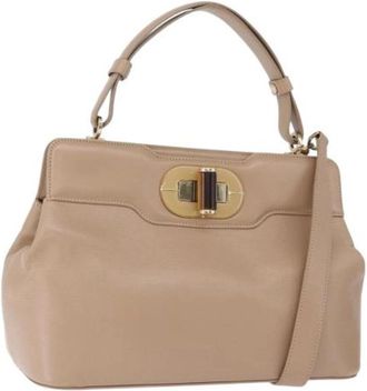 Bulgari Pre-owned Vintage Hand Bag - Dames - Vintage Handtas - Beige - ONE Size - Leer - Vintage