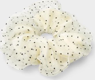 Simons Womens Large contrast-dot organza-lining scrunchie