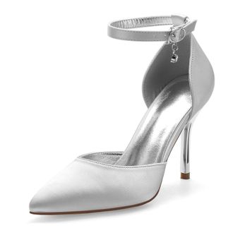 Miyoopark Womens Wedding Dress Shoes Stiletto High Heel Occasions Pumps M522 Silver UK 8.5