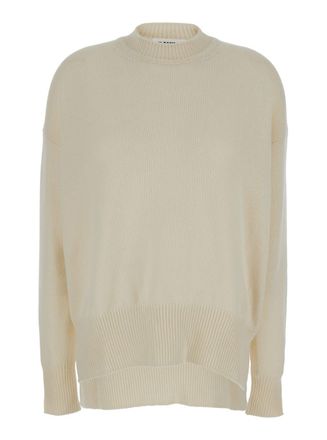 Jil Sander Beige Ribbed Pullover In Cashmere Woman