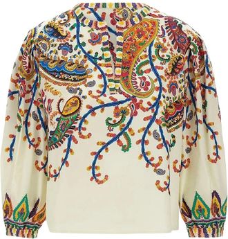 Etro Overhemden, Dames, Veelkleurig, L, Katoen, Katoenen blouse met geplaatst bloemen-paisleyprint