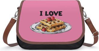 Generic I Love Waffle1 Fashion Womens Crossbody Bags Novelty Handbag Shoulder Bag Purse