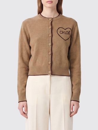Chlo&eacute; Jacquard Logo Wool and Cashmere Cardigan