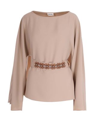 P.A.R.O.S.H. Nude Embroidery Belt Blouse