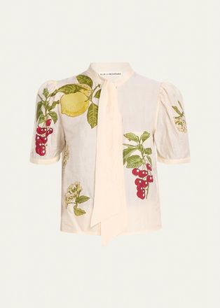 Alix of Bohemia Chance Four Fruit Tie-Neck Blouse
