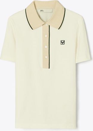Tory Burch Womens Cotton Vintage Collar Polo in White, size XS