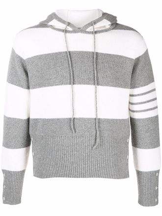 Thom Browne Hoodie met strepen - Grijs