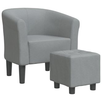 vidaXL Sill&oacute;n Con Taburete Tela Gris Claro Vidaxl