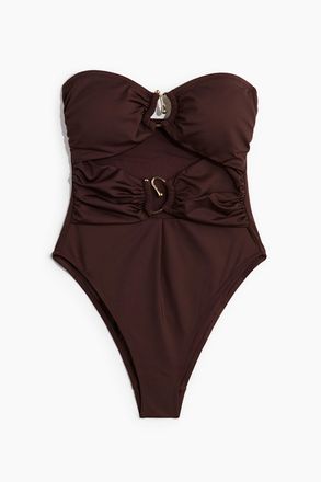 H&M Bandeau-Badeanzug mit wattierten Cups - Dunkelbraun