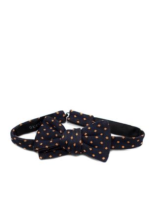 Gucci Navy Orange Pattern Bow Tie