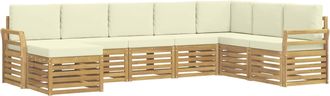 vidaXL Conjunto De Sof&aacute;s De Exterior 8 Uds. Blanco Y Crema Poli&eacute;ster Vidaxl