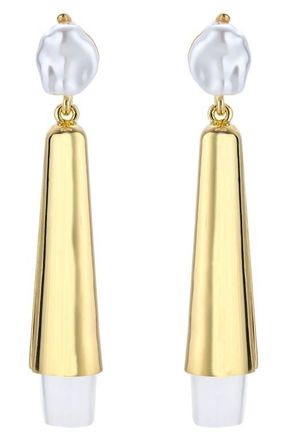 Petit Moments Renne Linear Drop Earrings in Gold/pearl at Nordstrom