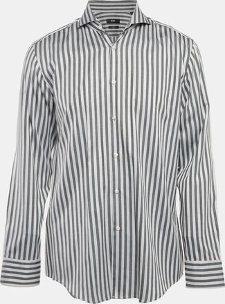 HUGO BOSS Boss By Hugo Boss Grey Stripe Cotton Slim Fit Shirt