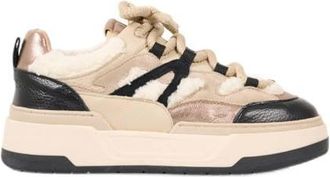DWRS Walton leren sneakers met teddy beige/zwart
