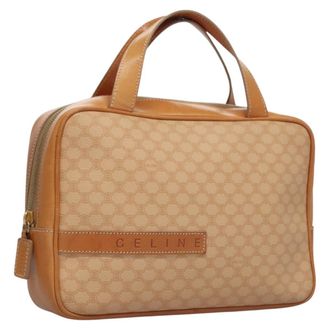 Celine Vintage Macadam Handbag Canvas And Leather Beige Pvc Handbag (Pre-Owned)