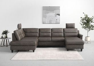 Sit&more Wohnlandschaft »Farö U-Form« inklusive Federkern, wahlweise mit Bettfunktion und Bettkasten