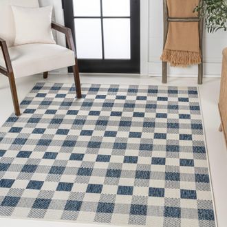 Jonathan Y Designs Darcy Traditional Geometric Bold Gingham Salmon/Cream Indoor/Outdoor Area Rug