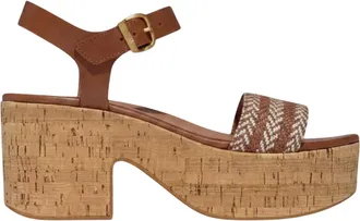 FitFlop Eloise leren plateausandalen voor dames (Tan)