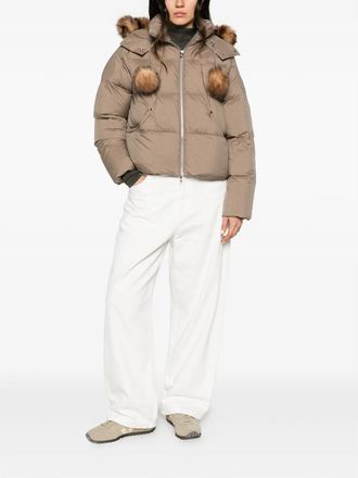Moose Knuckles Pom-pom Trim Puffer Jacket