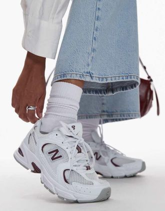 New Balance 530 - Sneakers bianche e bordeaux-Bianco