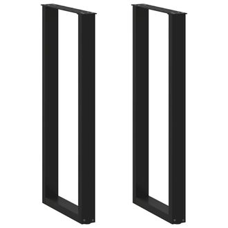 Berkfield Home Coffee Table Legs U-Shaped 2 pcs Black 50x(110-111) cm Steel