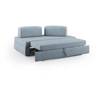 Divani.Store Liberty Sof&aacute; Sin Puff Extra&iacute;ble Y Respaldo Desmontable En Tela Impermeable 160 Cm Azul Claro