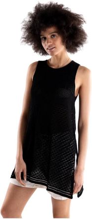 Akep Lange gehaakte gebreide tanktop - Dames - Tops zonder mouwen - Zwart - XS - Polyester - Tops