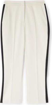 Motivi Cropped Broek met Zijstreep - Dames - Vrijetijds broeken - Wit - 2XS - Katoen - Broeken