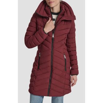 DKNY Stretch Packable Coat in Bordeaux at Nordstrom Rack, Size Large