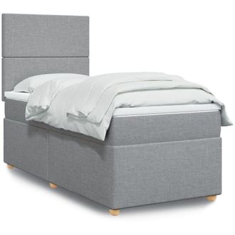 vidaXL Vidaxl - Cama Box Spring Con Colch&oacute;n Tela Gris Claro 80x200 Cm