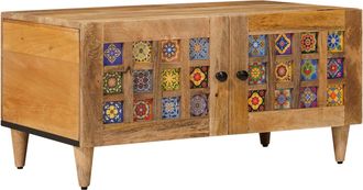 vidaXL Mesa De Caf&eacute; Natural 80 X 50 X 40 Cm Madera De Mango Maciza Vidaxl