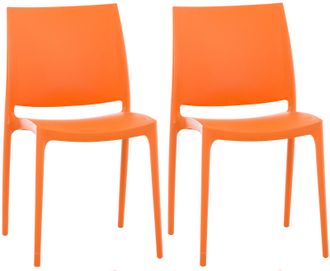 Clp Set De 2 Sillas Apilables Maya Naranja