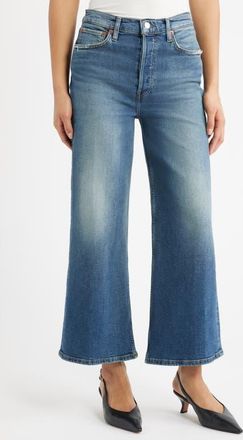 Re/Done High Waist Crop Wide Leg Jeans in Sonoma Indigo at Nordstrom, Size 32