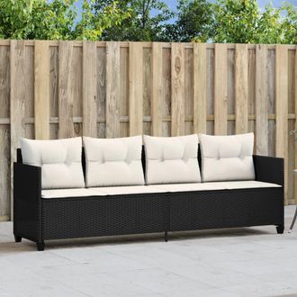 vidaXL Tumbona Con Cojines Rat&aacute;n Sint&eacute;tico Negro Vidaxl