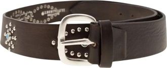 Alberto Luti Studded Leather Belt - Heren - Riemen - Bruin - 95 CM - Leer - Accessoires