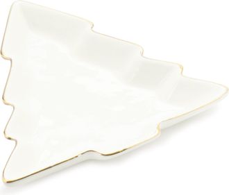Melrose International Ceramic Pine Tree Trinket Dish (Set of 6) - White, Gold
