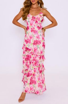 VICI Collection Sylvie Floral Print Sleeveless Maxi Dress in Pink Floral at Nordstrom, Size X-Small