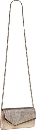 Jimmy Choo London Womens Chain Clutch Emmie Gold Cotton
