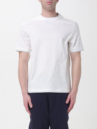 Brunello Cucinelli T-shirt a girocollo con contrasti in cotone