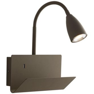 Fan Europe Fan Europe Gulp - Estante De L&aacute;mpara De Pared Usb De Lectura De Brazo Flexible, Marr&oacute;n, Gu10