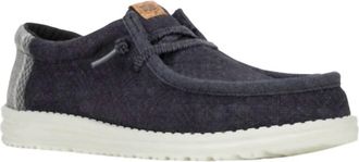 Hey Dude MenS Wally Jute Slip On Shoes In Black/granite Grey