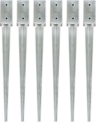 vidaXL Vidaxl - Picchetti di Terra 6 pz Argento 7x7x75 cm in Acciaio Zincato